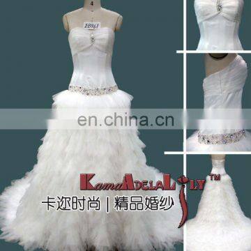 EB967 Attractive Soft tulle layer Wedding dress fishtail semi catherdral bridesmaid dress