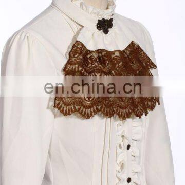 Steampunk RQBL Women's High Collar Longsleeve Blouse With Jabot photo-2