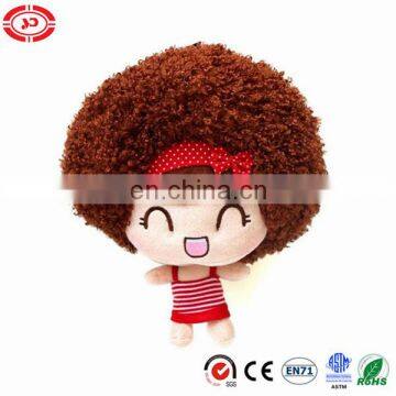 Cute smiling mini girl doll big head fluffy hair keychain toy