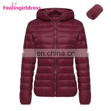 Best Selling Winter Ultra Light Red Women Goose Down Jacket For Winter