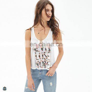 T-WV514 Custom Design Printed Thin Cotton Ladies Singlet Tops