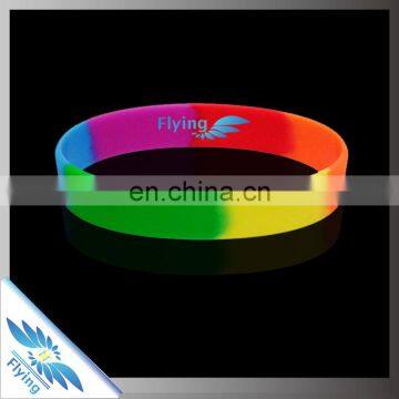 Custom Silicone Cool Men Bracelet with sayings Colorful Rainbow Rubber Wristbands