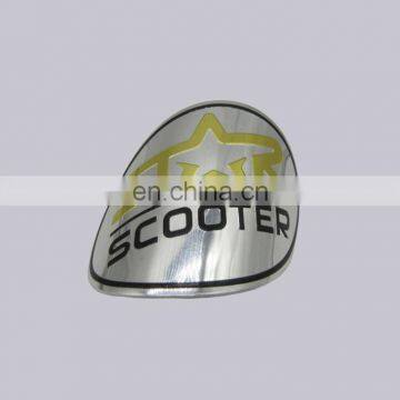 Top Quality Glossy Effect Self Adhesive Type Custom Embossed Logo Circle Curved Metal Label For Bottle photo-2