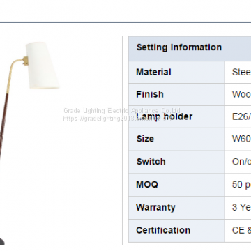 Floor standing lamp for hotel with UL/CE/SAA certification gooseneck decorative floor lamps with marble base