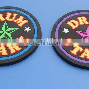 Personalized round star logo rubber pvc cup coaster mat