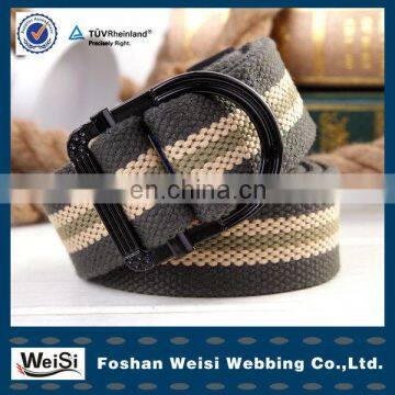 New design steel buckle polyester cotton webbing customized mens belt