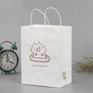 Custom white craft paper gift bag