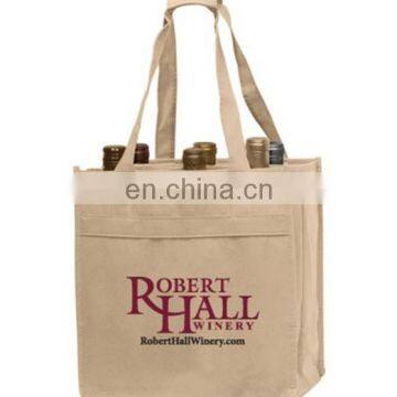 Custom plain waxed canvas 6 bottle wine tote bag