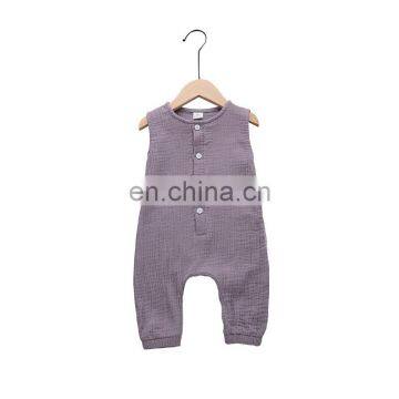 RTS Summer Baby Cotton and Linen Sleeveless Rompers in 7 Colors photo-3