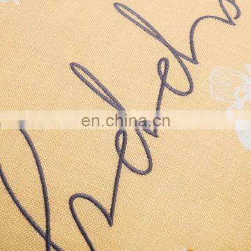 Home Decorative Digital Print and Embroidery Warm Light Yellow Happy Slogan Cushions Covers Pillow Cases With Pom Pom photo-5