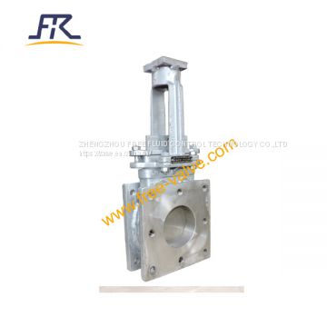 Square Flange Type Knife Gate Valve with 2520 Duplex stainless steel body for High temperature Solid particles