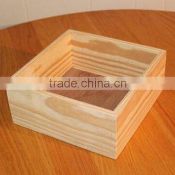 Custom made natural color small pine wood crate