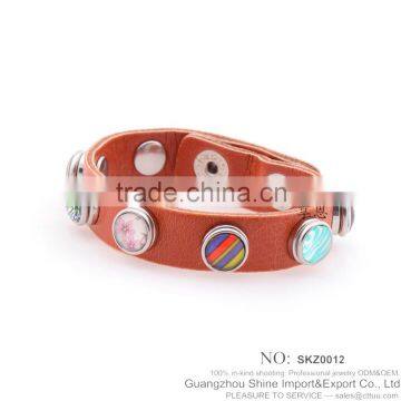 Hot Sale Real Genuine Leather Bracelet With Snap Button Bracelet photo-6