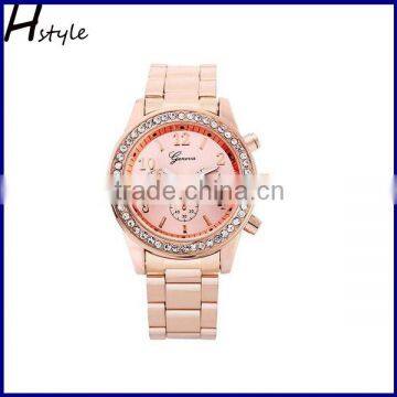 GENEVA Metal Classic Boyfriend Designer Chronograph Style Ladies Watches Rose Gold WP016