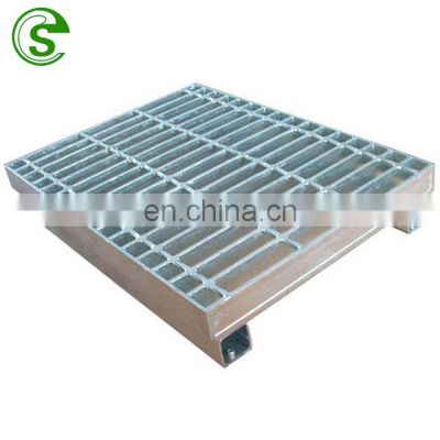 Building material floor bar grating with angled frame