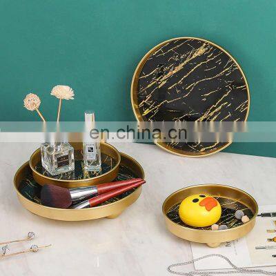 Nordic style golden edge tray light luxury iron simple jewelry storage box girl desktop cosmetics finishing box