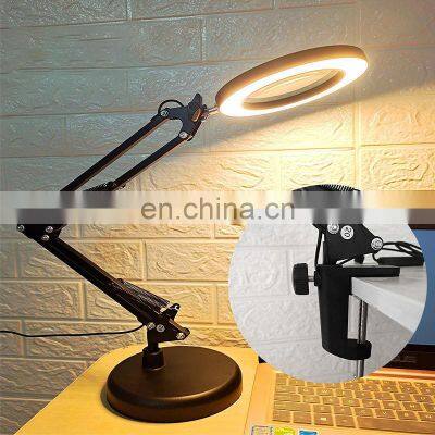 Portable Foldable Long Arm Table Lamp Stand Makeup Table Lamp Magnifier Lamp With Table Clamp photo-4