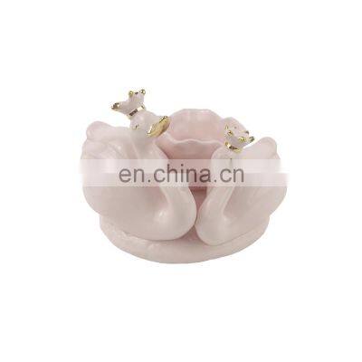 swan animal print shape custom ceramic candle holder for home decor