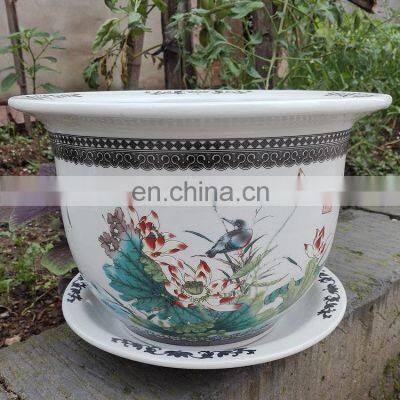 bird-and-flower painting ceramic garden flower plant pots