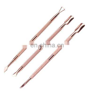 Wholesale Professional Custom Logo Rose Gold 410 Stainless Steel Cuticle Remover Nail Pusher