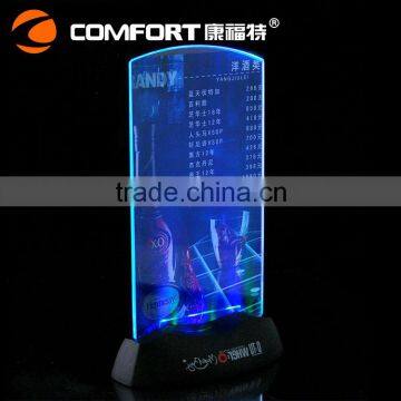 Blue light chargeable menu holder