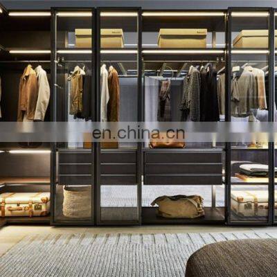 Modern Fitted Glass Door Luxury Wooden Wardrobes/Bedroom Wardrobe Designs With LED photo-2
