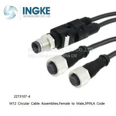 2273107-4,M12 Circular Cable Assemblies,Female to Male,3PIN,A Code,INGKE