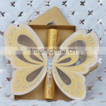 2016 New Style Fancy Gold Butterfly Scroll Wedding Invitations Quality Choice photo-6