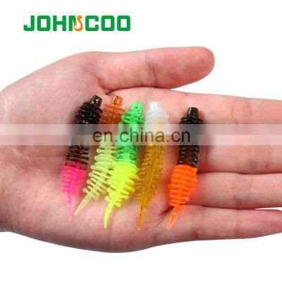 JOHNCOO Bulk 50mm 1.27g Single Tail Soft Worm Artificial Worm Grub Lure