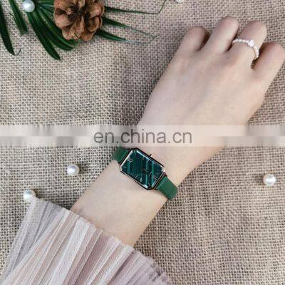 Customized ladies watch hot selling small green dial square quartz watches waterproof wrist watch women luxury brand