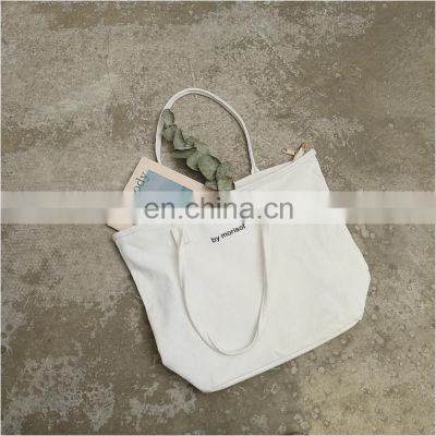 High Quality Promotional women hand bag zipper canvas bag cotton canvas tote shopping bag with custom printed logo