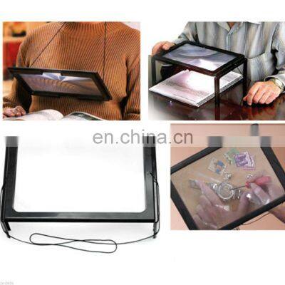 3X LED Lighted Table Magnifier Magnifying Glass Lamp A4 Reading Aid Loupe photo-2