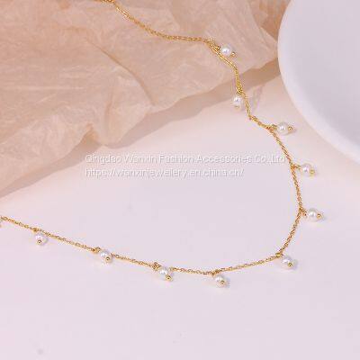 S925 Sterling Silver Design Imitation Pearl Necklace photo-4