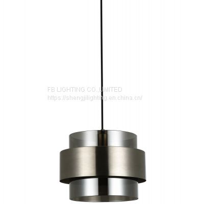 Modern Glass Hanging Lamp Restaurant Coffee Bar Suspension Lighting Fixture SATIN NICKEL Iron SMOKING Glass Shade Creative Pendant Light Chandelier