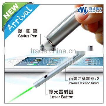 GS01 stylus pens with green laser pointer cheap gift screen touch pen