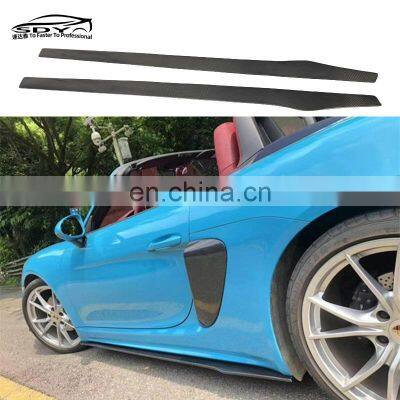 718 Cayman Boxster Carbon Fiber Side Skirt Side Bumper Lip For Porsche 718 Cayman Boxster