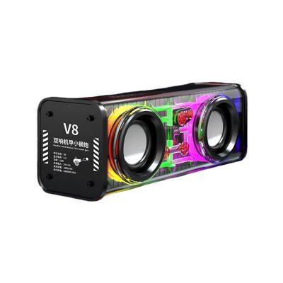 V8  New Arrived LED  Night Light  Multi Transparent Bluetooth Speakers RGB Light Wireless Outdoor Sports Bluetooth Speaker