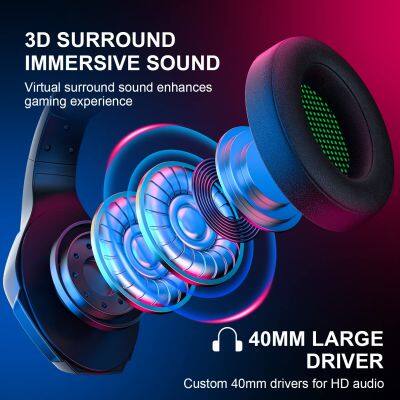 Wireless Bluetooths 40h Gaming Headset Over Ear Headphones With Noise Cancelling Detachable Mic Headset for Phone photo-3