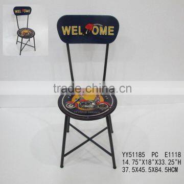 motor oil antique metal chair with back for home decoration