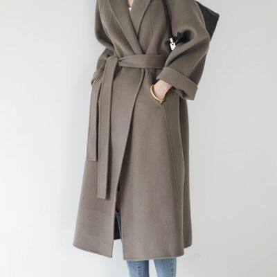Double-sided cashmere coat for women in long style, 2025new model, high-end feeling, over-knee loose woolen tweed coat for women