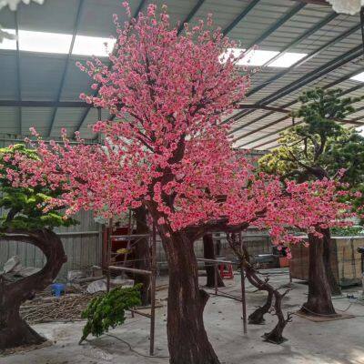 Real Touch Garden Decorative Hand Made Wholesaler Artifical Peach Blossom Flower Cherry Tree for Theme Park photo-2