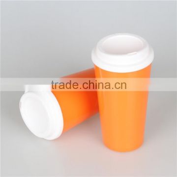 Double Wall PP Plastic Coffee Cup with Lid and Sleeve