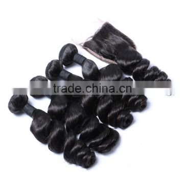 Wholesale hair accessories virgin hair bundles with lace closure