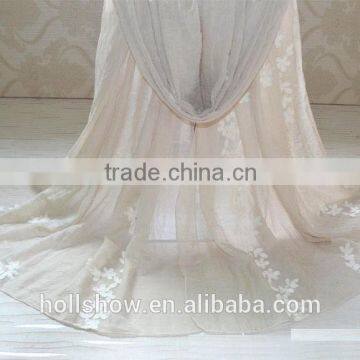 Beautiful Flower Leaf Embroideried Muslim Women Head Scarf Cotton Hijab