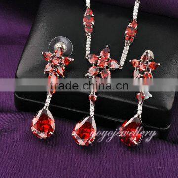 Party wear jewelry 18k gold plated ruby stone costume jewelry set