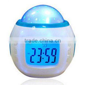 Children Sleeping Sky Star Night Light Projector Lamp Bedroom Alarm Clock music Hot Free shipping