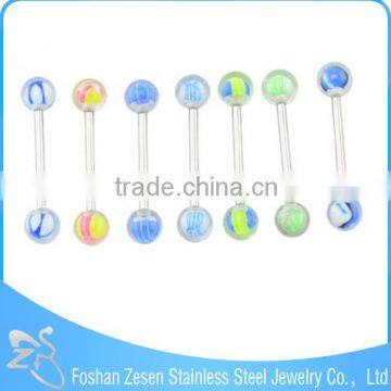 Top Quality Steel Bar Camouflage Resin Ball Personalized Cheap Tongue Rings