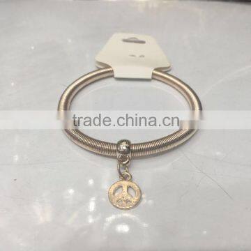 European Peace Love Symbol Spring Elastic Bracelet photo-2