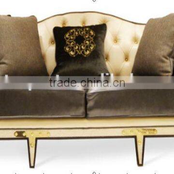 Luxury Classic Design Living Room Furniture Beige Leather Sofa Set Sectional Vintage Sofa photo-2