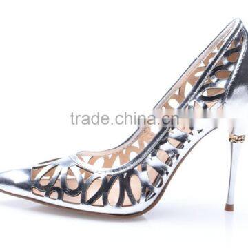 2015 Silver & Gold Color High Heel for Women Dress Shoes Pumps of Office Workers Hand Make Lady Shoes photo-2